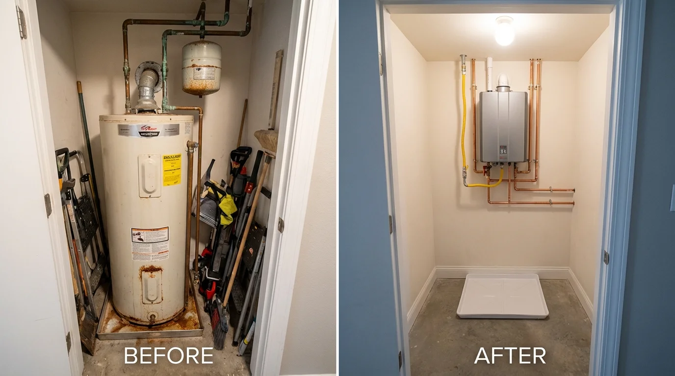 Tank water heater versus wall-mounted tankless unit comparison for Cliffside Park, NJ homeowners